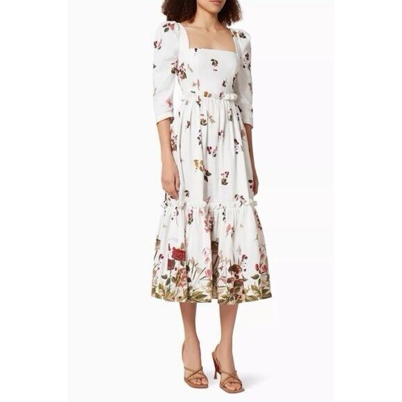 NWT Cara Cara Bluehill Fairytail Mushrooms Border sz 6 Cottagecore Midi Linen - Picture 6 of 13